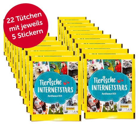 PANINI Tierische Internetstars Sammelsticker 100er Pack + 10 GRATIS (22 Tütchen)