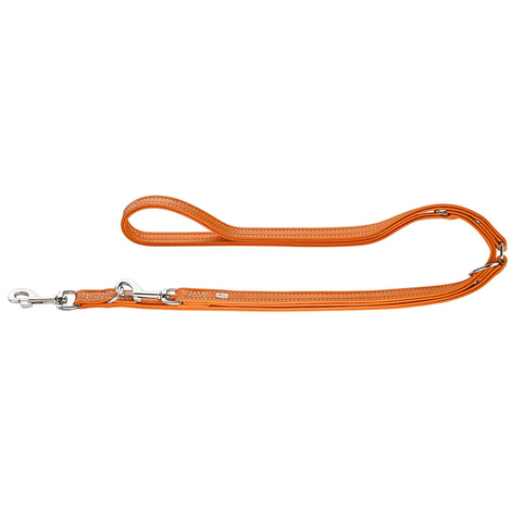 Hunter verstellbare Leder-Führleine orange