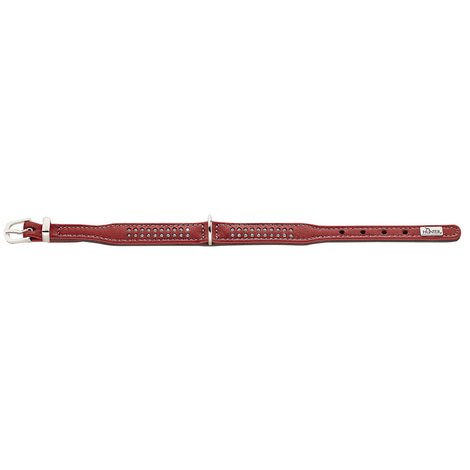 Hunter Elchlederhalsband Petit für kleine Hunde chili mit Strass