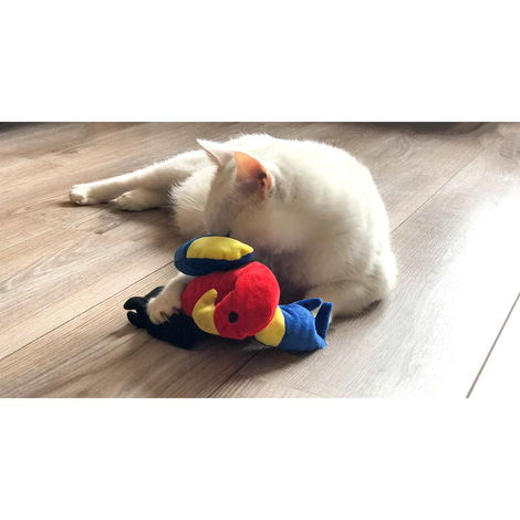Aumüller Papagei Polly Katzenspielkissen mit Baldrianwurzel und Dinkelspelz
