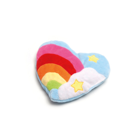 Aumüller Regenbogen Herz Katzenspielkissen aus Schmuseplüsch