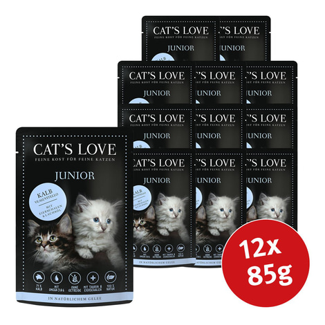 Cat's Love Nassfutter Junior Kalb mit Eierschalen & Lachsöl