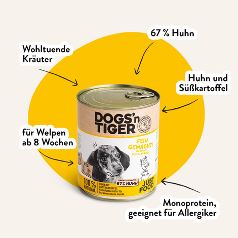 Dogs'n Tiger Fein Gemacht Junior Nassfutter Huhn