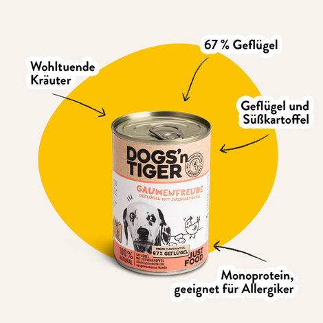 Dogs'n Tiger Gaumenfreude Nassfutter Geflügel mit Süßkartoffel
