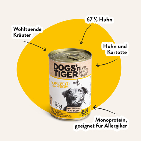 Dogs'n Tiger Mahlzeit! Nassfutter Huhn mit Karotte