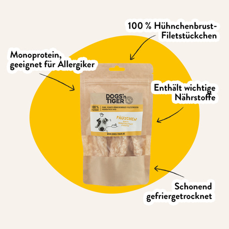 Dogs'n Tiger Päuschen gefriergetrocknetes Filet Huhn (L) 80g