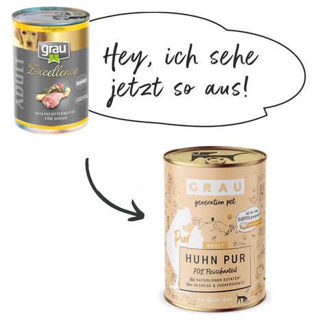 GRAU Hund Adult Huhn Pur