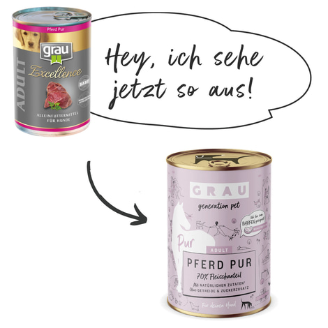 GRAU Hund Adult Pferd Pur