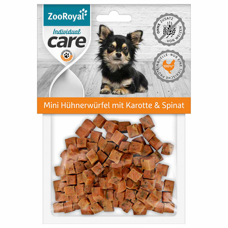 ZooRoyal Individual care Mini Hühnerwürfel mit Karotte & Spinat 70g