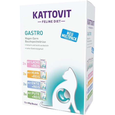 Kattovit Feline Diet Gastro 12x85g - Magen-Darm Diätfutter Für Katzen Huhn & Reis