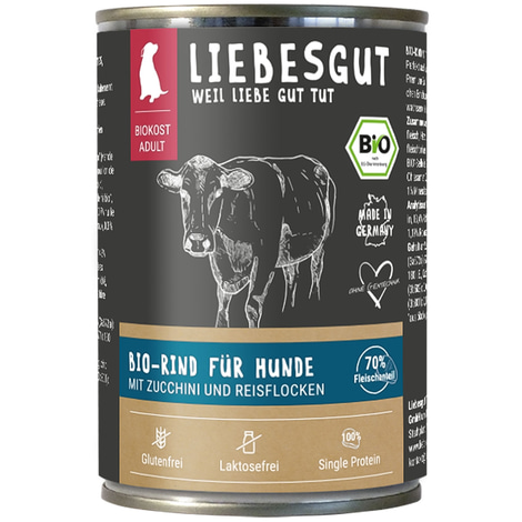Liebesgut Biokost Adult Hund mit Rind, Zucchini und Reis