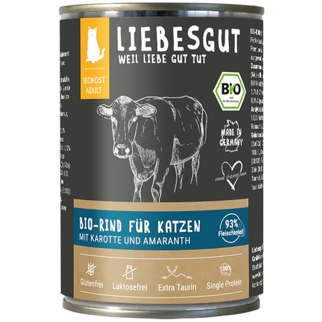 Liebesgut Biokost Adult Katze mit Rind, Karotte und Amaranth