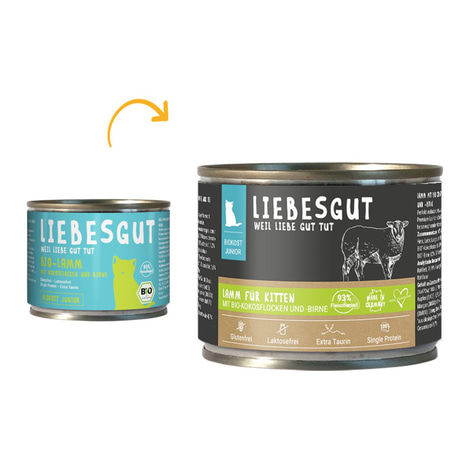Liebesgut Biokost Junior Katze mit Lamm, Kokos und Birne