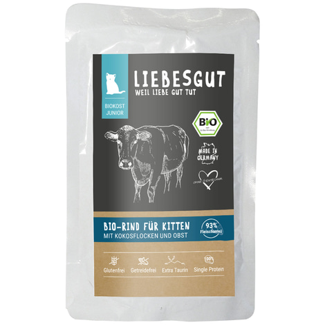 Liebesgut Biokost Junior Katze mit Rind, Kokos und Obst