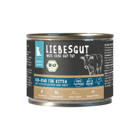 Liebesgut Biokost Junior Katze mit Rind, Kokos und Obst