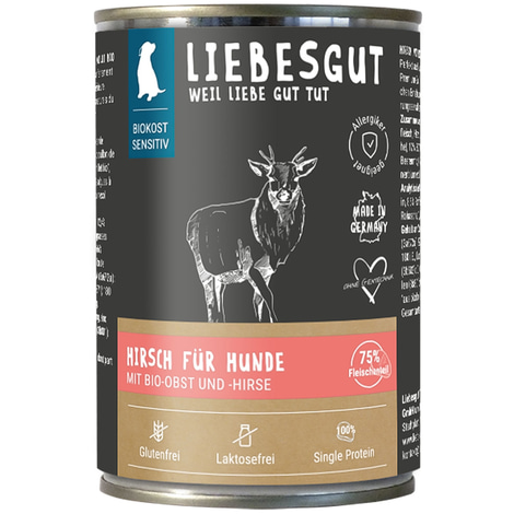 Liebesgut Sensitiv Hund mit Hirsch, Obst und Hirse