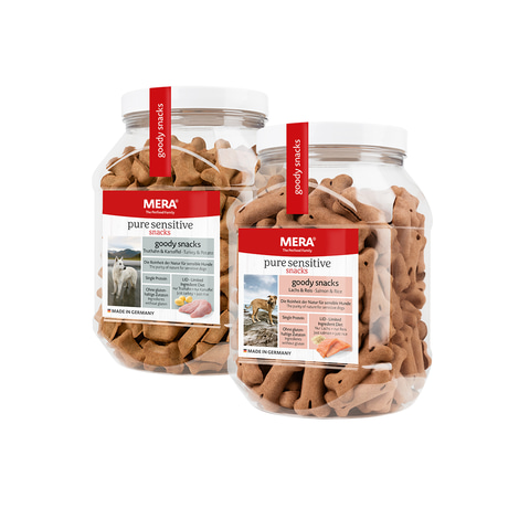 MERA pure sensitive goody snacks Mixpaket Truthahn & Kartoffel / Lachs & Reis 2x600g