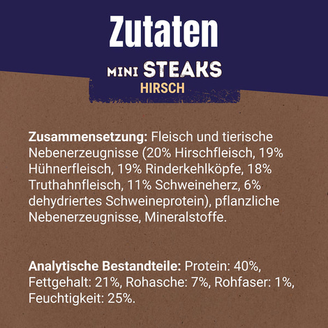 Purina AdVENTuROS Mini Steaks Hundeleckerli getreidefrei mit Hirsch