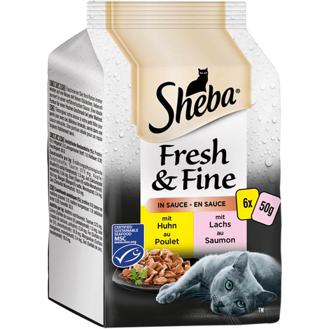 Sheba Fresh & Fine in Sauce mit Huhn & Lachs