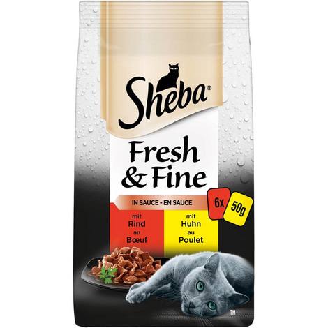 Sheba Fresh & Fine in Sauce mit Rind & Huhn