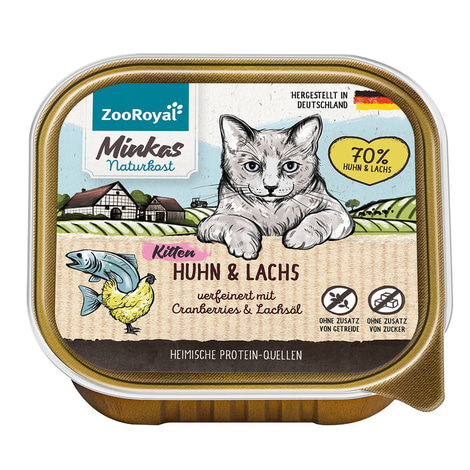 ZooRoyal Minkas Naturkost Kitten Huhn & Lachs verfeinert mit Cranberries & Lachsöl