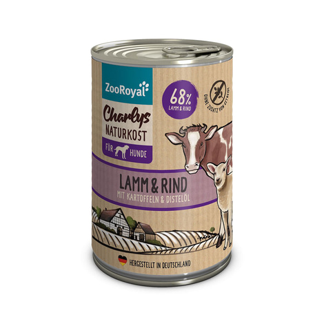 ZooRoyal Charlys Naturkost Lamm & Rind mit Kartoffeln & Distelöl