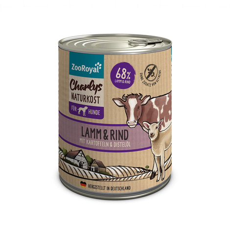 ZooRoyal Charlys Naturkost Lamm & Rind mit Kartoffeln & Distelöl