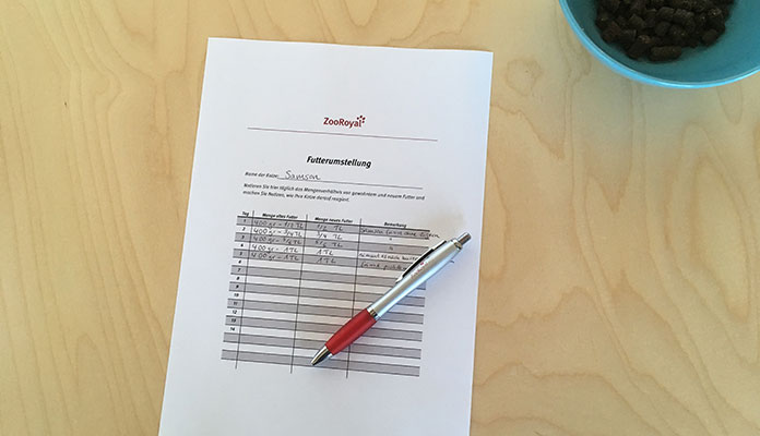 Notizzettel Futterumstellung