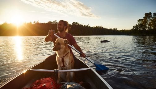 Kanu fahren mit Hund