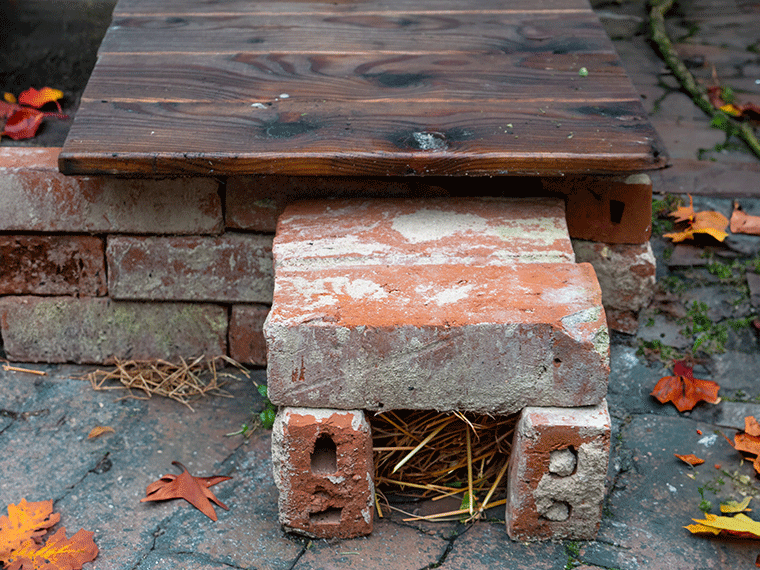 Haus für Igel aus Ziegeln