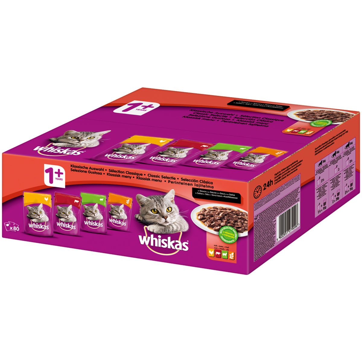 Whiskas Adult 1+ Klassische Auswahl in Sauce 160x100g Whiskas Adult 1+ Klassische Auswahl in Sauce 160x100g