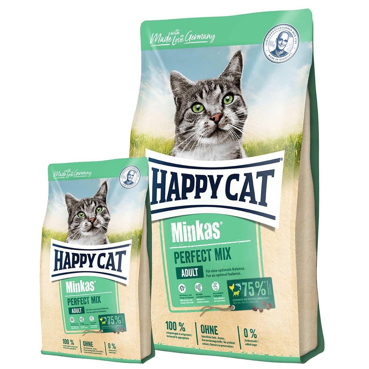 Happy Cat Minkas Perfect Mix Geflügel, Fisch & Lamm 10kg + 1,5kg gratis