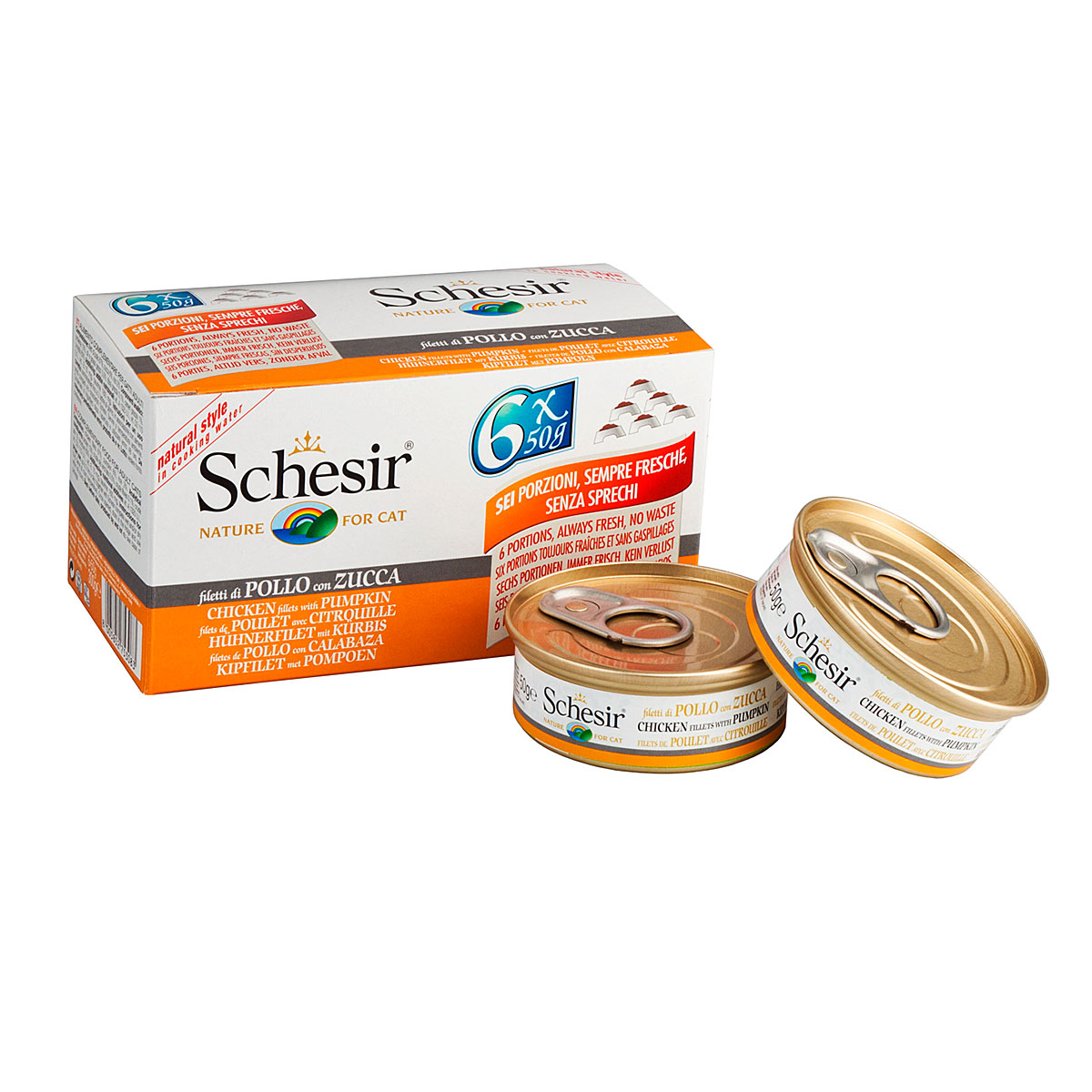 Schesir Cat Natural kuřecí maso s dýní multipack, 6 x 50 g