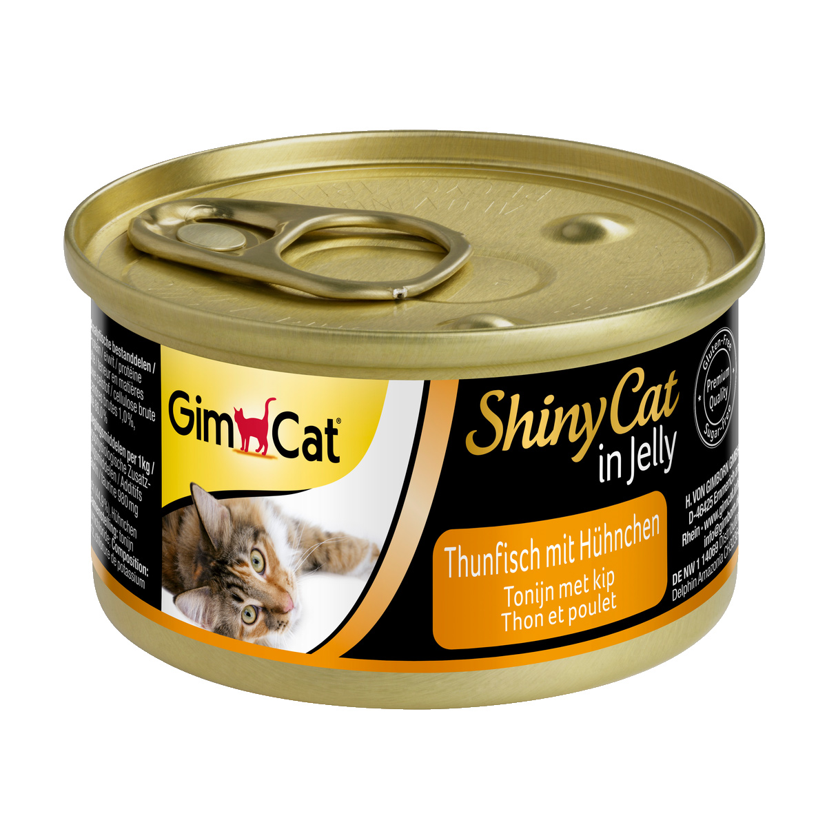 GimCat ShinyCat tuňák s kuřecím masem v želé 24 × 70 g