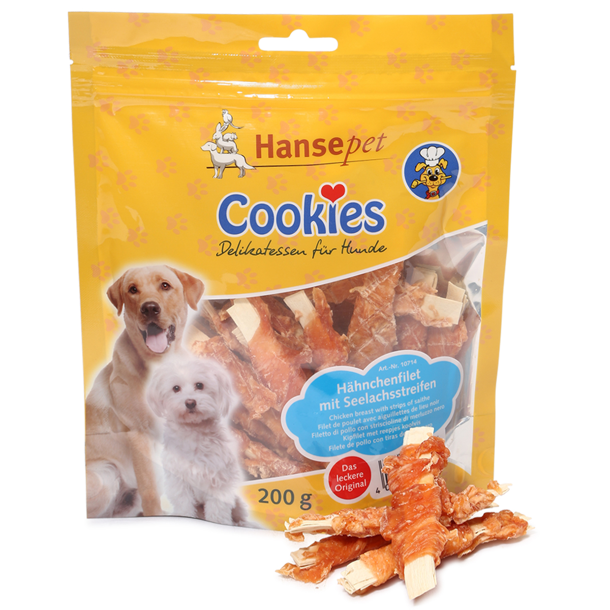 Hansepet Cookies Delikatess kuřecí filet s kousky tresky tmavé 200 g