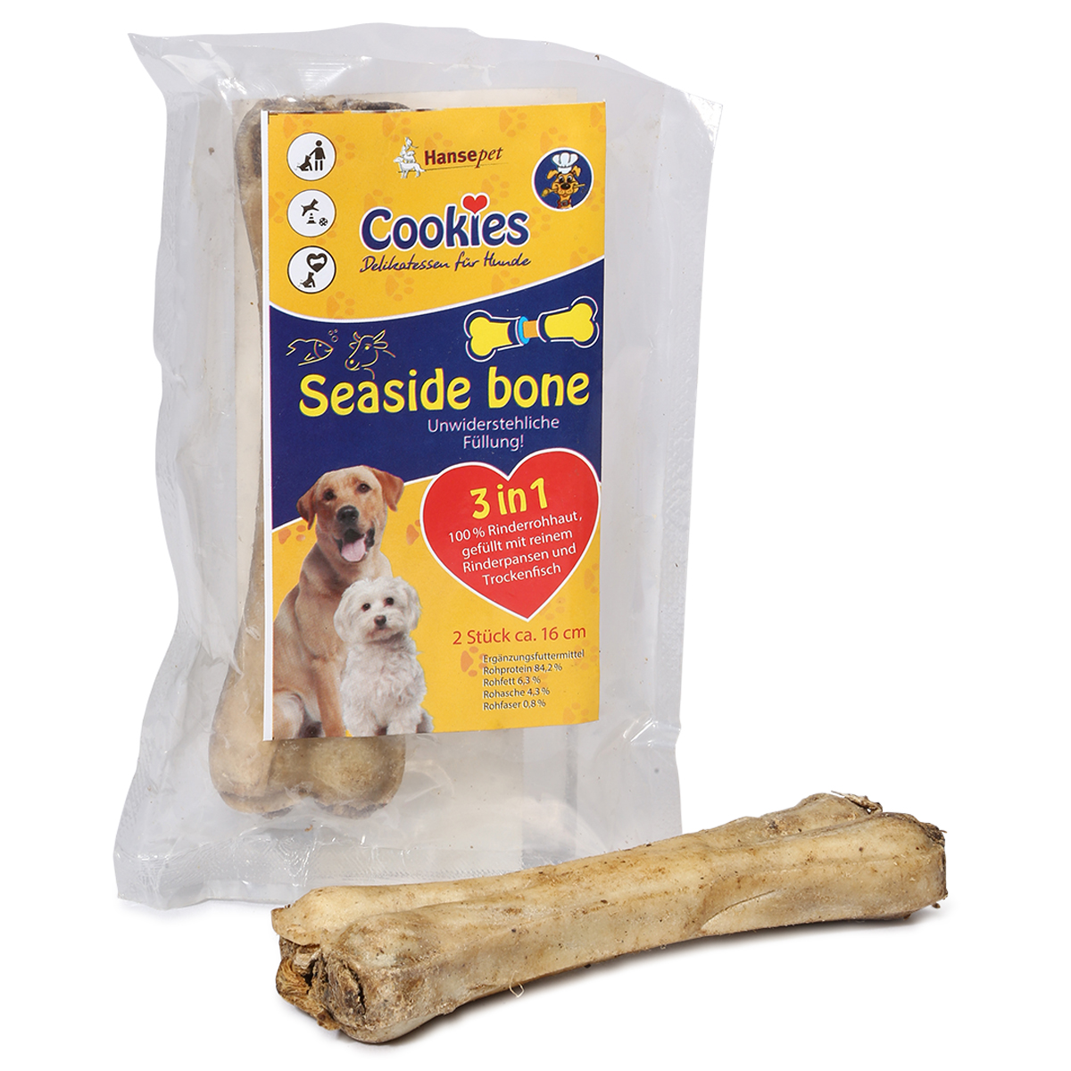 Hansepet Hundesnack Cookies Kauknochen „Seaside bone“ 2 Stück