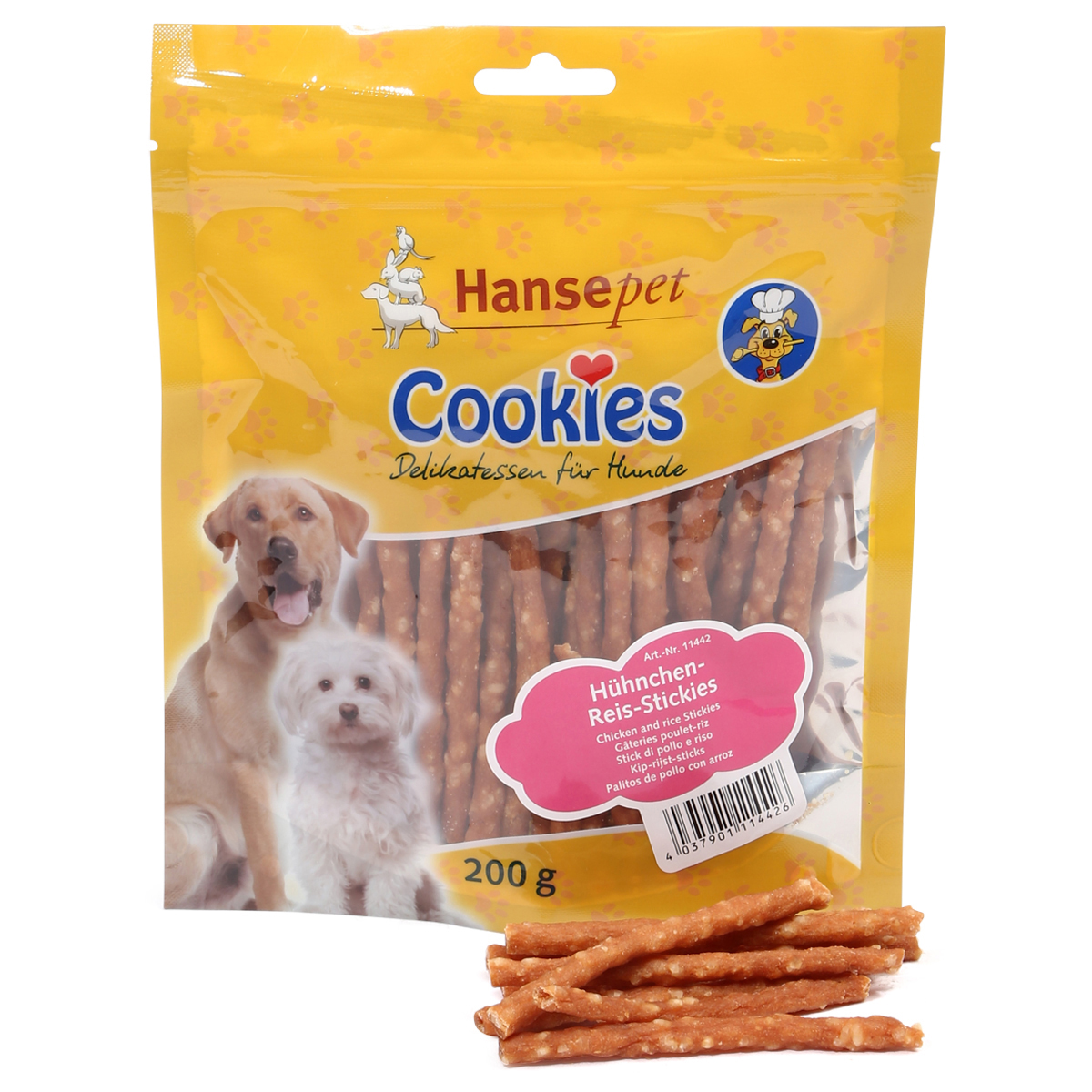 Hansepet Cookies Delikatess tyčinky s kuřecím masem a rýží 200 g