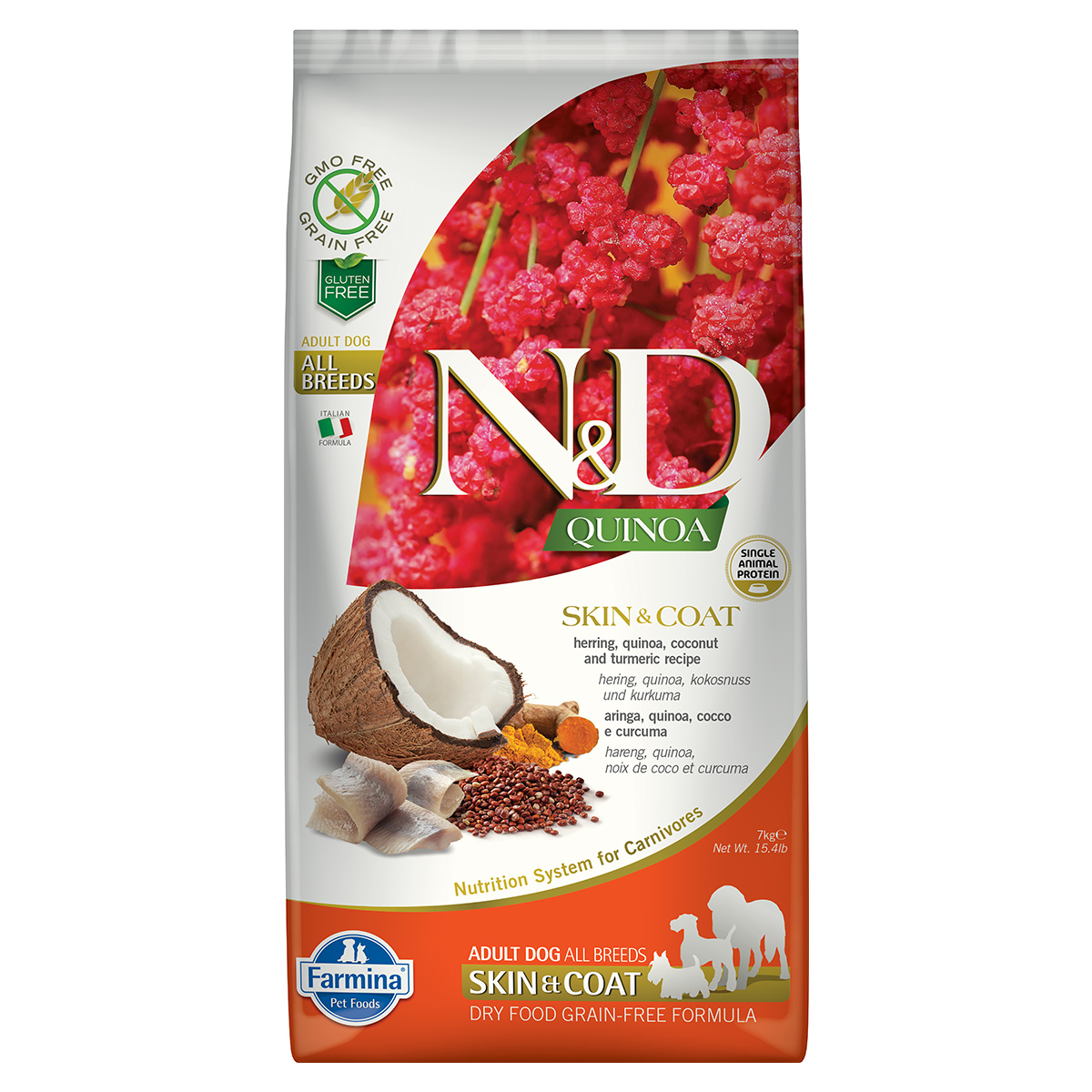 N&D Dog Quinoa Skin & Coat se sleděm 7 kg