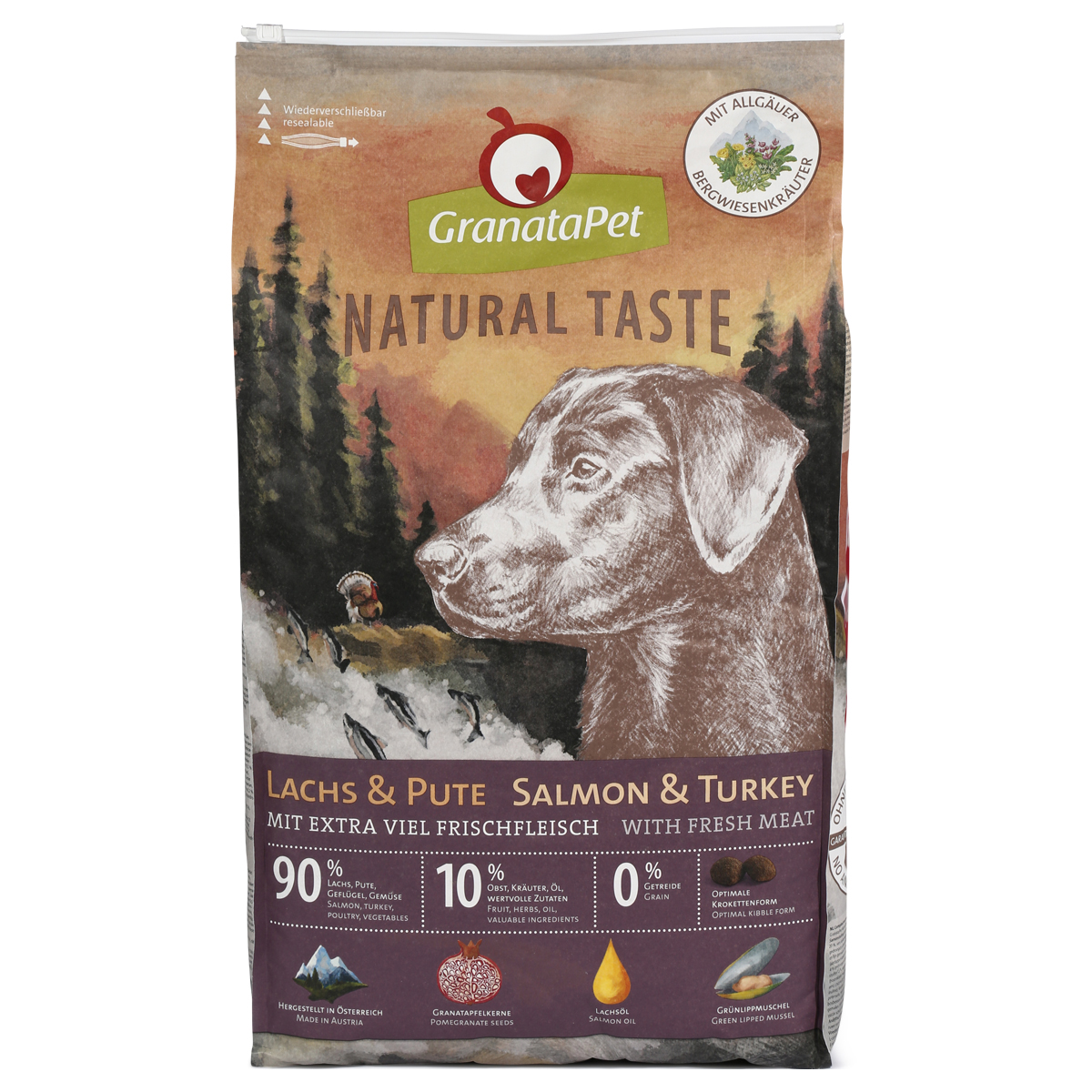 Levně GranataPet Natural Taste s lososem a krůtou 12 kg