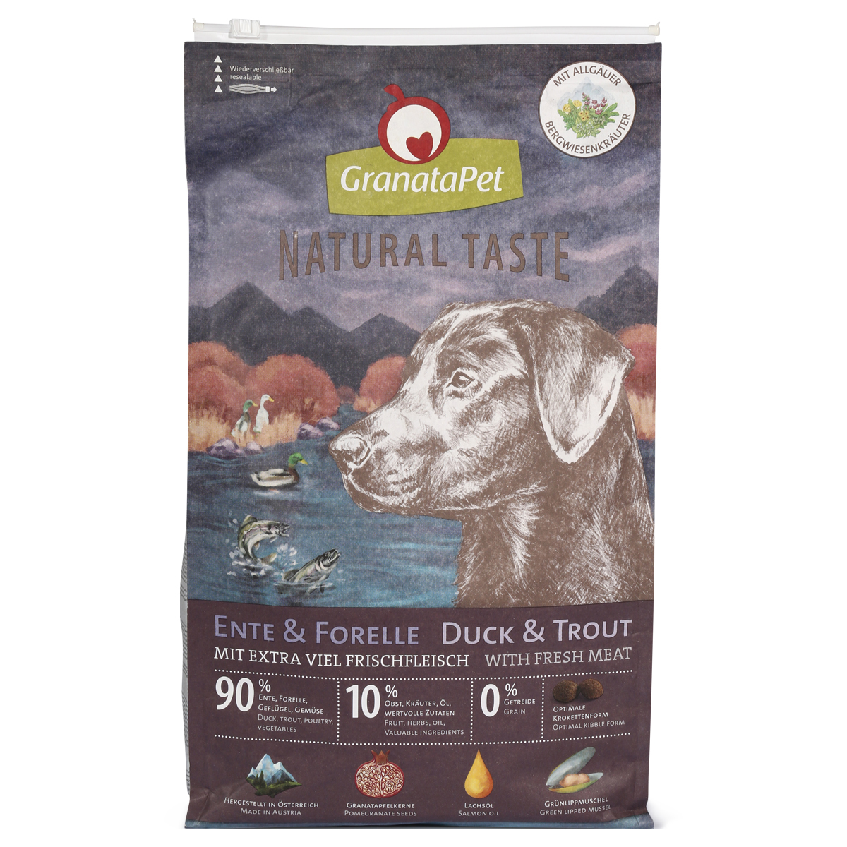 GranataPet Natural Taste – s kachnou a pstruhem 12 kg