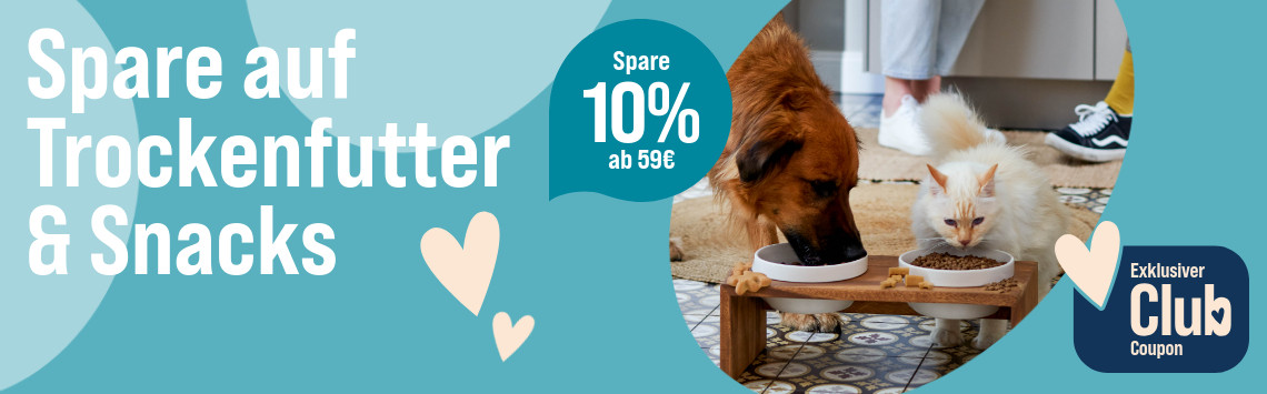 10% auf Trockenfutter & Snacks
