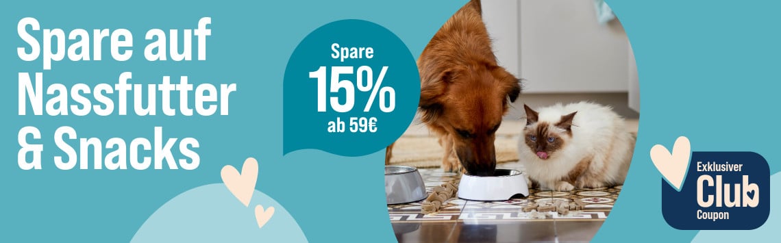 15% auf Nassfutter & Snacks