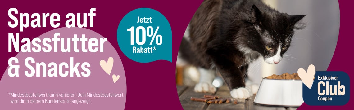 10% auf Nassfutter & Snacks