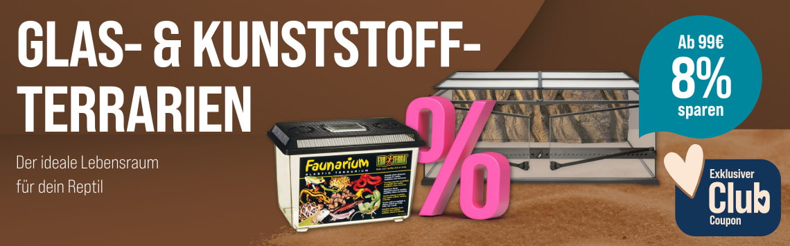 Spare 8 % auf Terrarien 