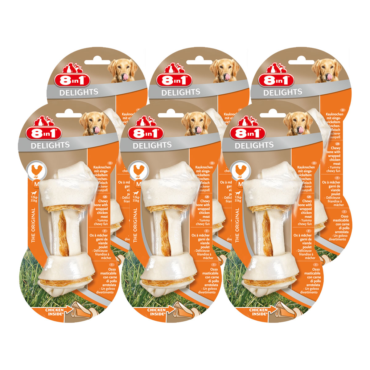 8in1 Delights žvýkací kosti Chicken/kuře velikost XS až L M 6 kusů