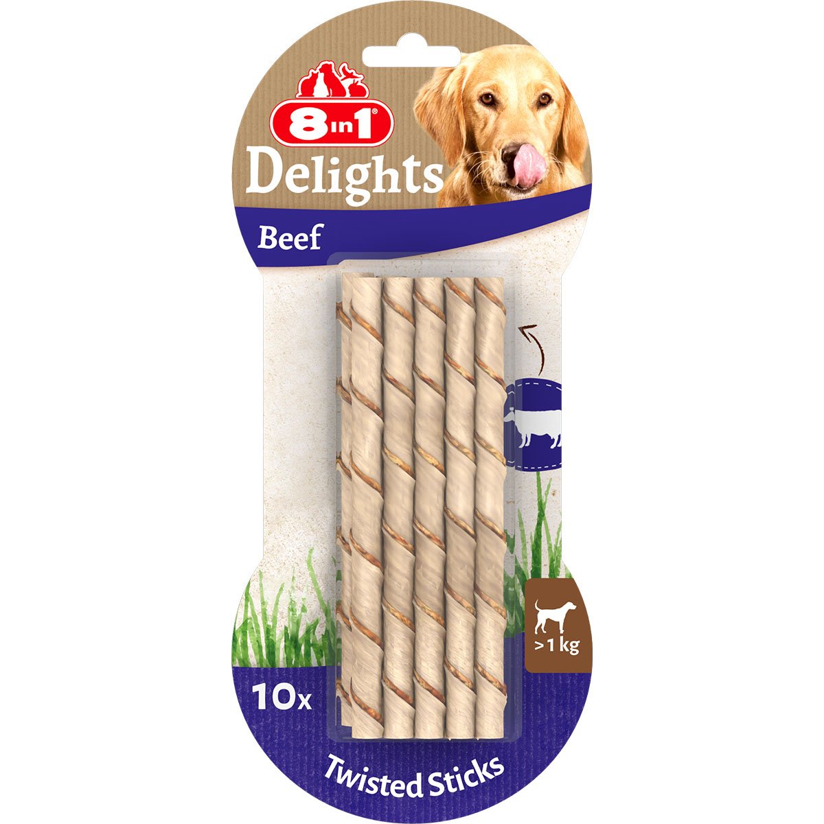8in1 Delights Beef Twisted Sticks 10 kusů