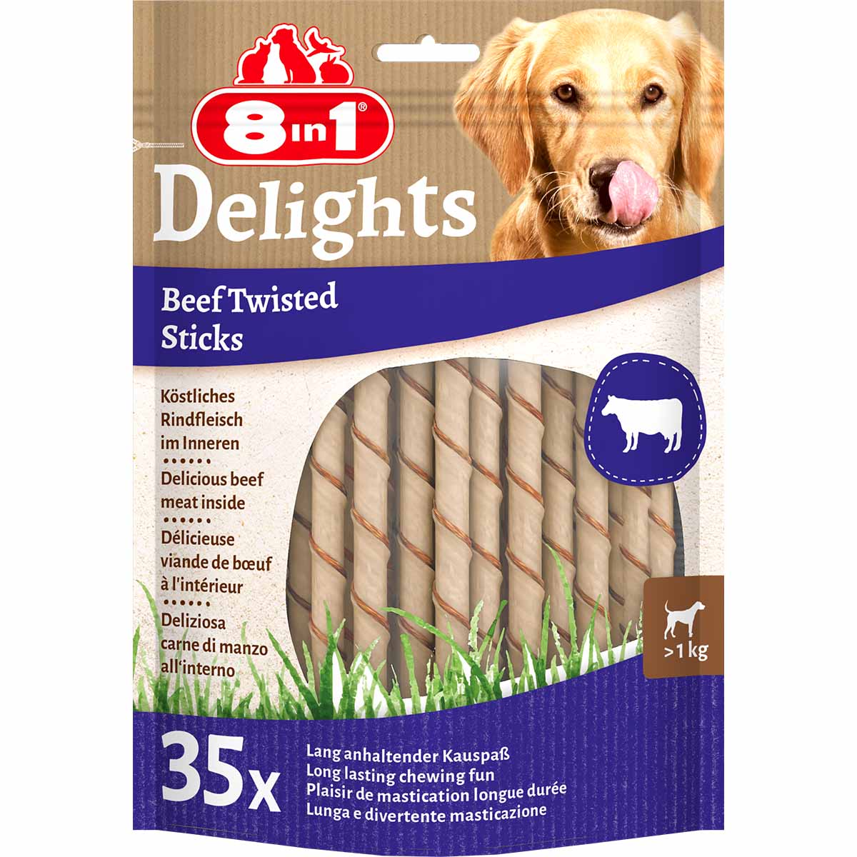8in1 Delights Beef Twisted Sticks 35 kusů