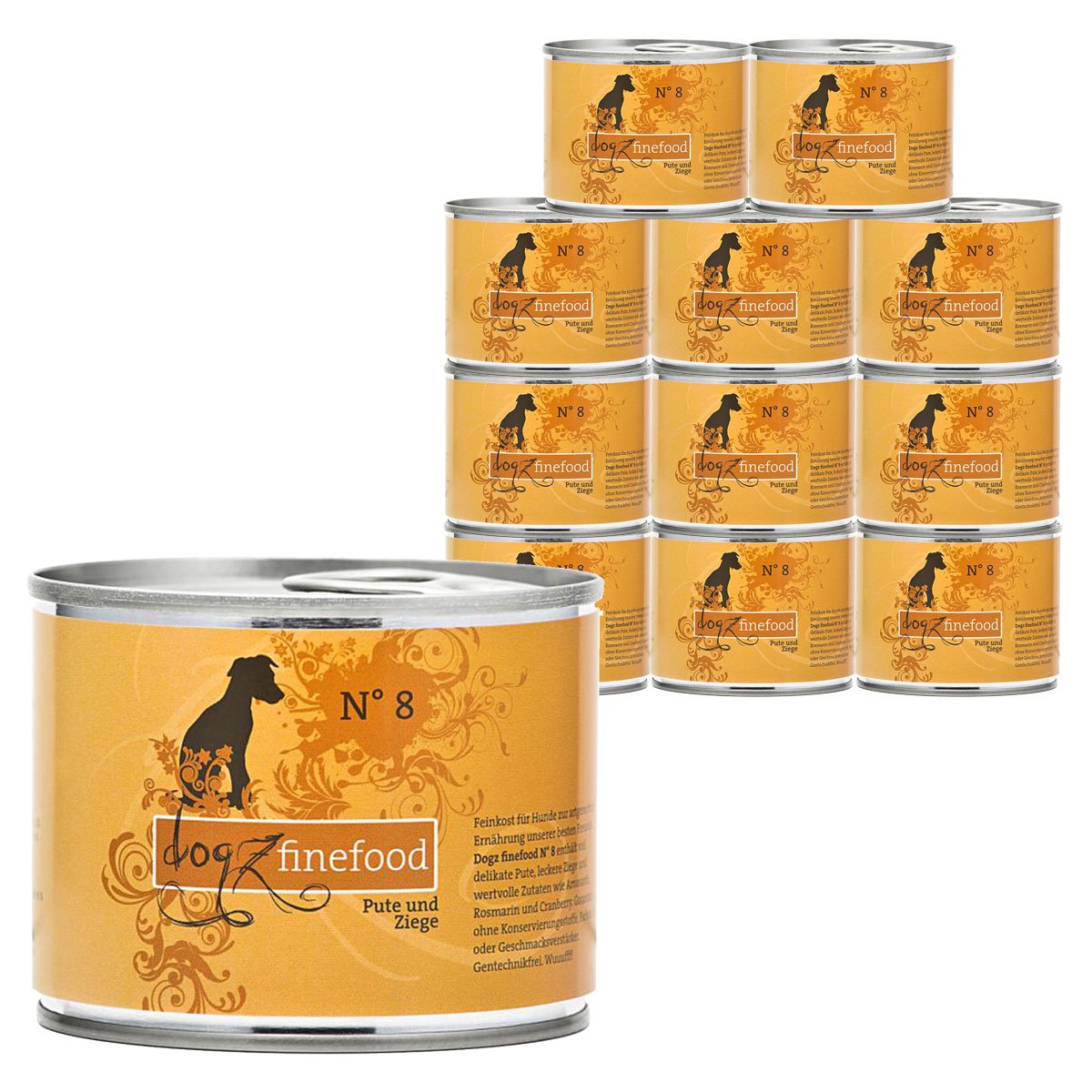 Levně dogz finefood No. 8 krůtí a kozí 12 × 200 g