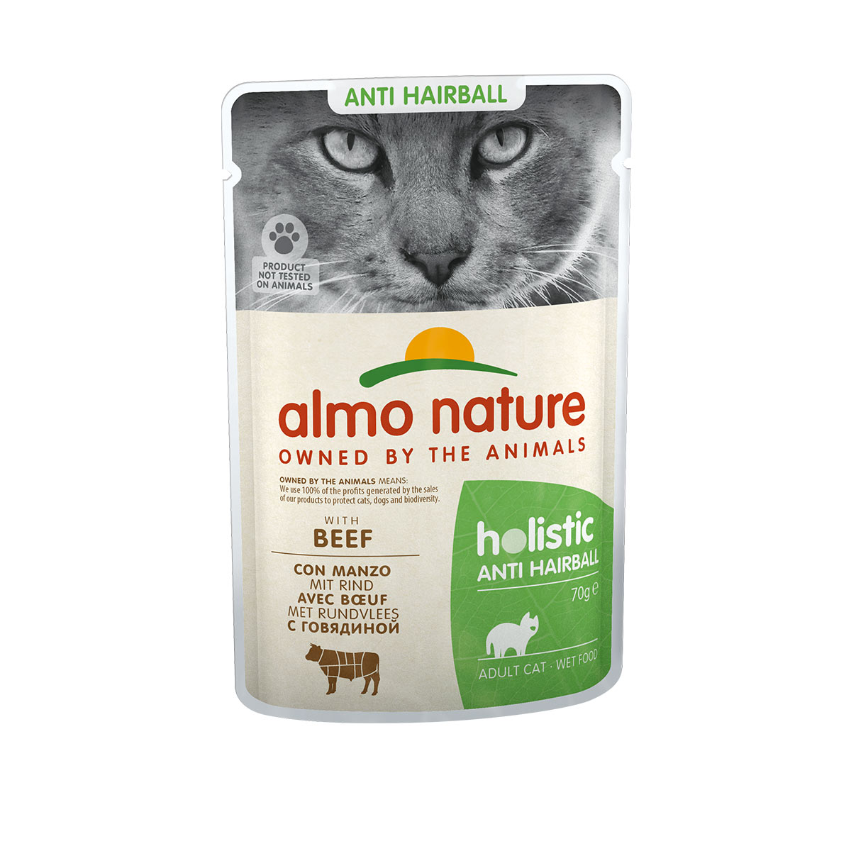 Almo Nature Holistic Anti Hairball hovězí maso 30 × 70 g