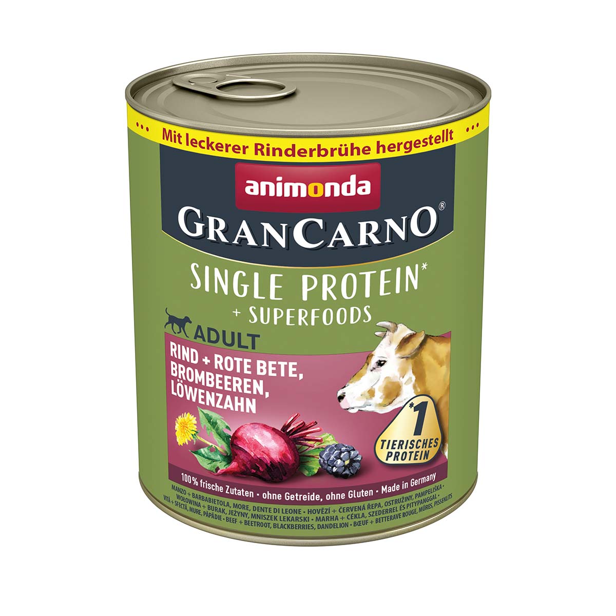 Animonda GranCarno HOVĚZÍ + ČERVENÁ ŘEPA, OSTRUŽINY A PAMPELIŠKA 24x800g